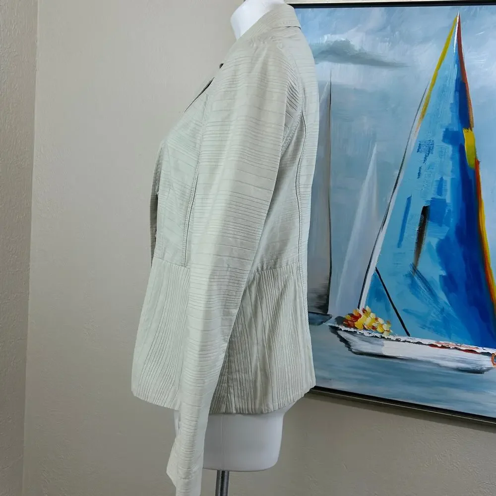 Elie Tahari Blazer Beige Cotton Single breasted Snap front closure size 14